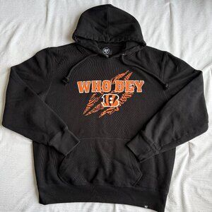 NFL Cincinnati Bengals "Who Dey" Black Logo Hoodie by 47 Brand Size XL X-Large